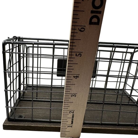 Rae Dunn LETTERS Wire Mail Basket Organizer Wood Base Farmhouse Office Decor - Picture 8 of 12